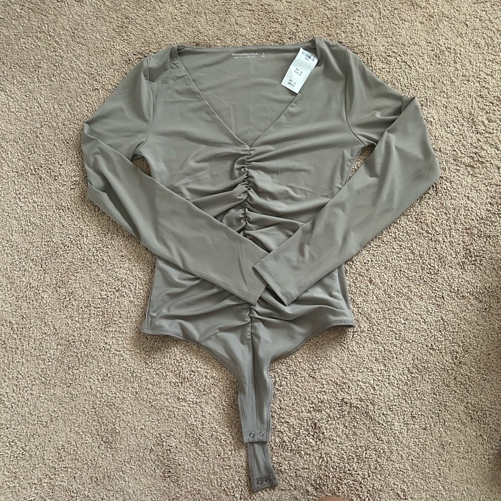 Long sleeve body shirt- soft collection. Color is taupe